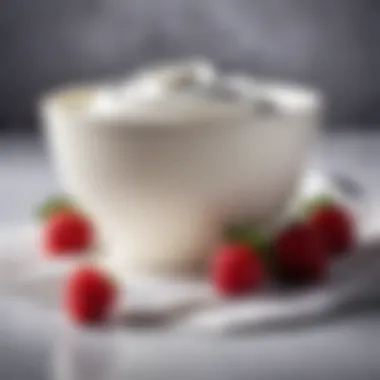 Close-up of the creamy texture of Ehrmann yogurt in a bowl