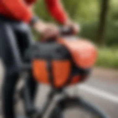 Cyclist using a saddle bag