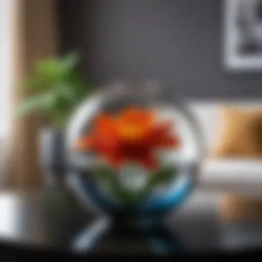 Elegant glass sphere vase displayed in a contemporary living room