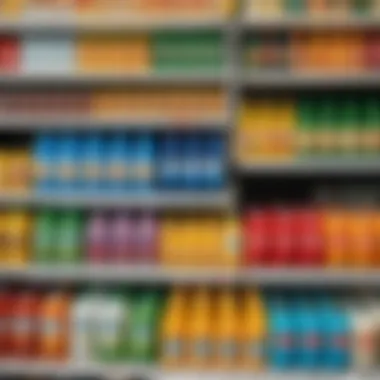 A selection of sugar-free beverages on a supermarket shelf