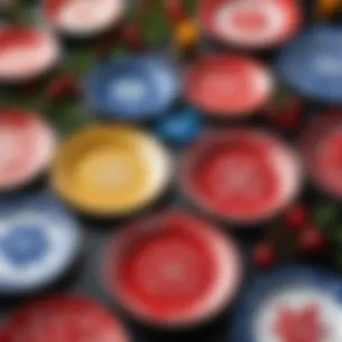 A vibrant array of New Year plates arranged for a festive gathering