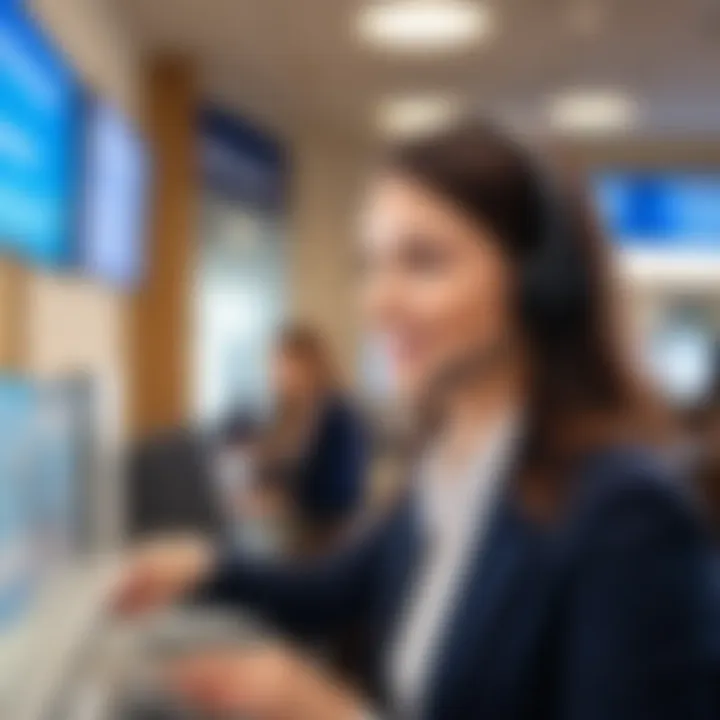 A close-up of customer interactions at a Pasabahce Bank branch highlighting personalized services.