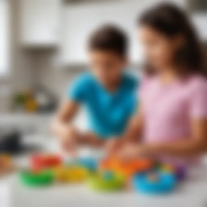 Parents selecting safe and engaging kitchen toys for their children