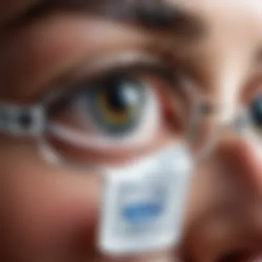 Close-up view of a wet wipe specifically designed for eyeglasses, showcasing its texture and material.