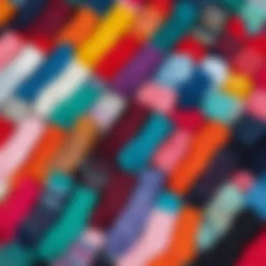 Various styles of terry socks displayed in a vibrant array