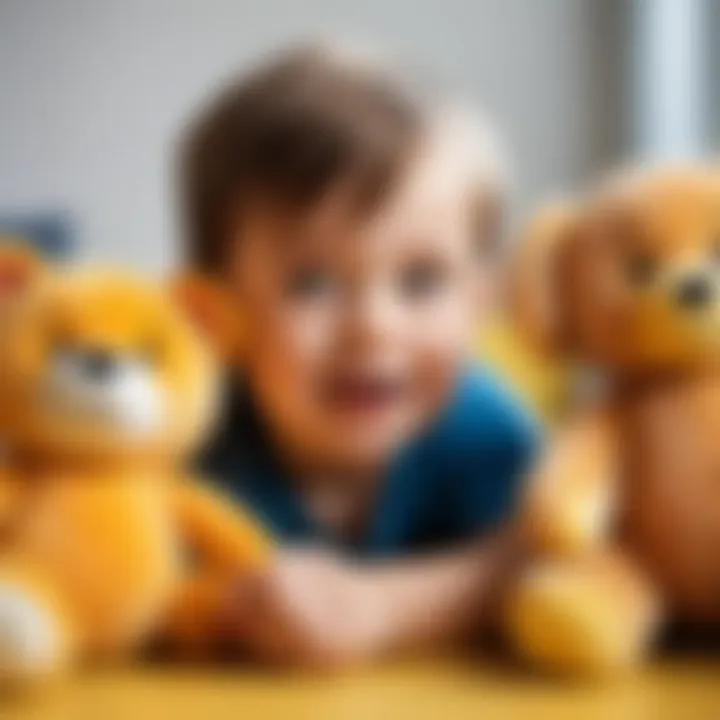 A child engaging playfully with plush toys, illustrating the emotional benefits they offer.