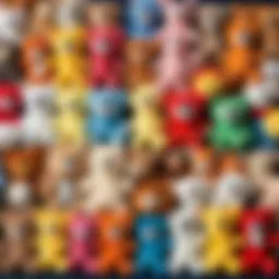 A collection of colorful plush toys in various shapes and sizes, showcasing IKEA's playful design.