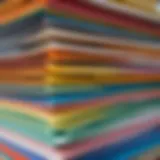 Various types of paper files arranged neatly