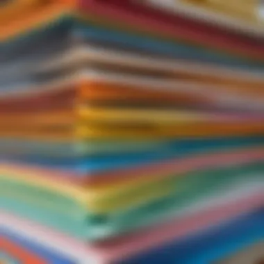Various types of paper files arranged neatly