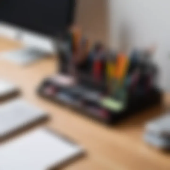 A finished pen and pencil organizer on a clean desk, enhancing workspace aesthetics