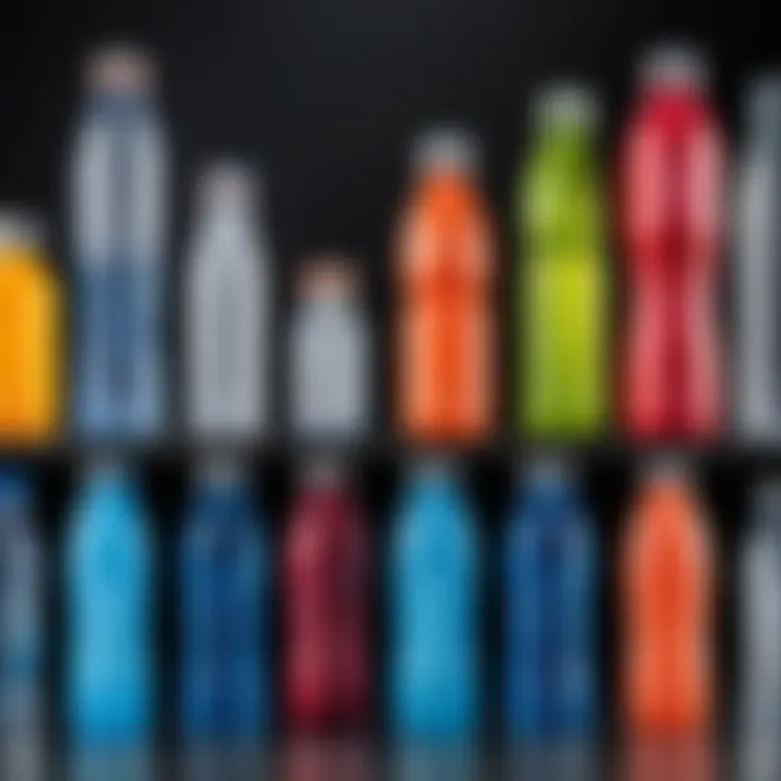 A collection of various fitness water bottles showcasing different styles