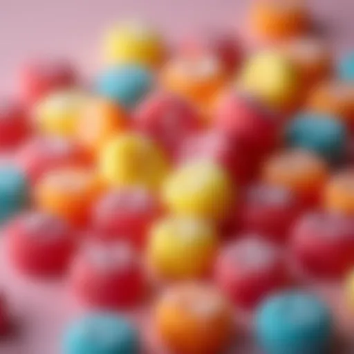 Colorful candy assortment with fizzing elements