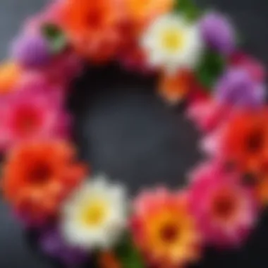 Close-up of a flower lei adorned with unique blooms