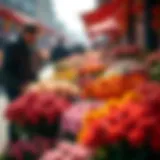 Vibrant flower market in a Chinese city showcasing a variety of blooms