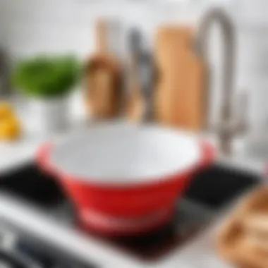 Foldable colander in organized kitchen space