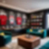 Stylish football room design with memorabilia