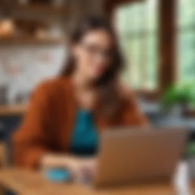 Freelancer working on a laptop in a cozy environment