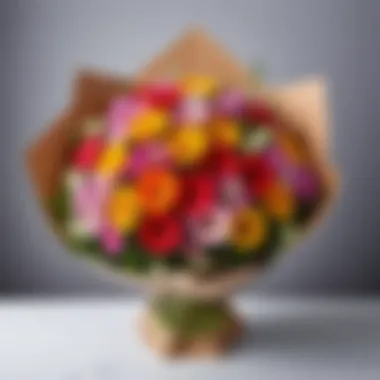 Beautifully wrapped bouquet emphasizing freshness