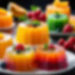 Close-up of colorful fruit gelatin desserts