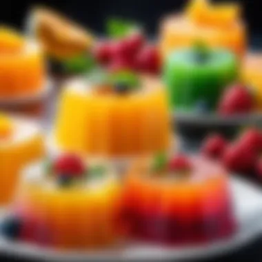 Close-up of colorful fruit gelatin desserts