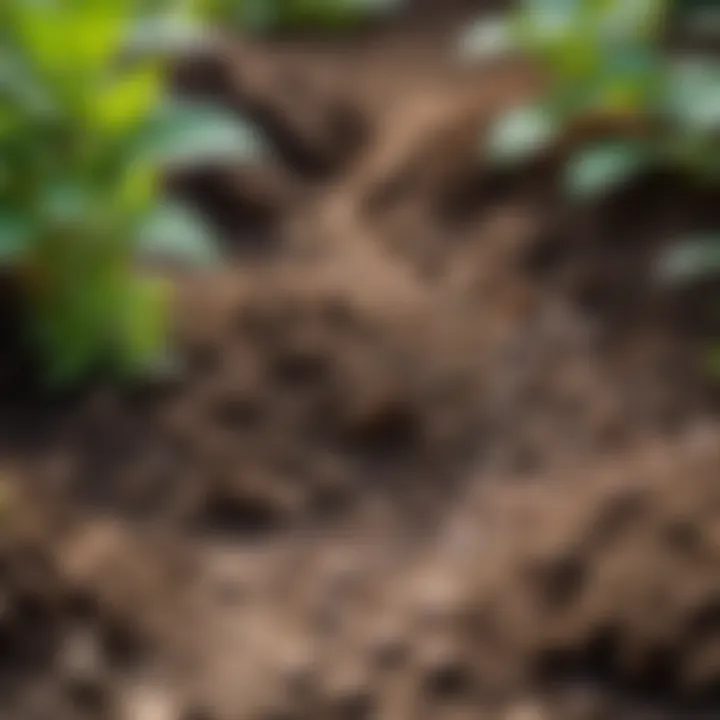 A close-up of local soil and natural elements in the garden