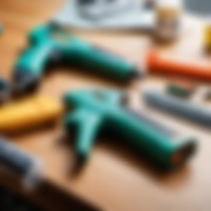 Illustration showing various applications of glue guns in projects