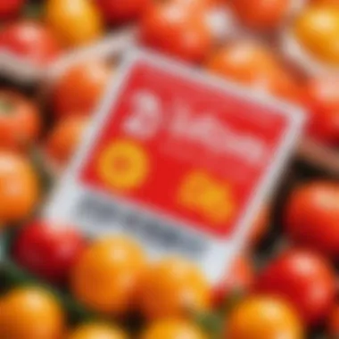 A close-up of a coupon or discount offer for grocery shopping