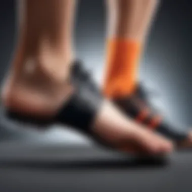 Close-up of a foot on a half-sole in a sports activity, highlighting comfort.