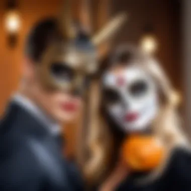 Stylish Halloween masks paired with coordinating costumes