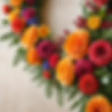 Artistic close-up of handcrafted floral garlands