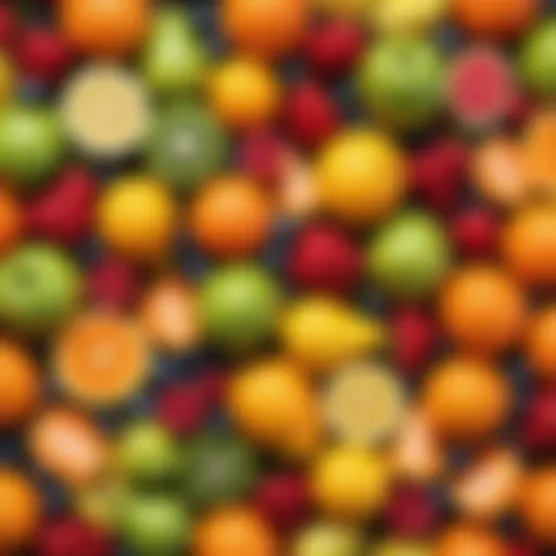 A vibrant assortment of colorful fruits on a table