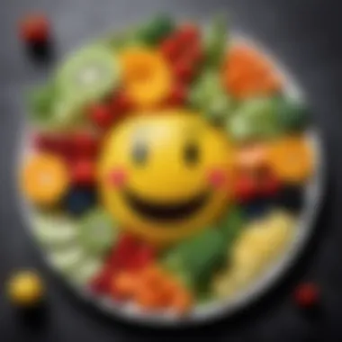 A visually appealing plate of fruits and vegetables with a smiley face