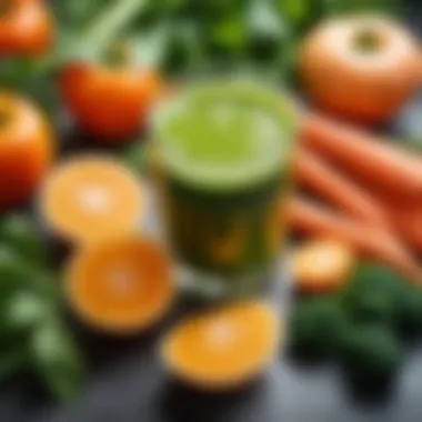 Healthy lifestyle concept featuring vegetable juice