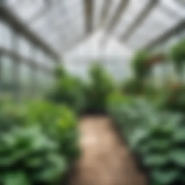 A well-maintained greenhouse with healthy plants thriving inside.