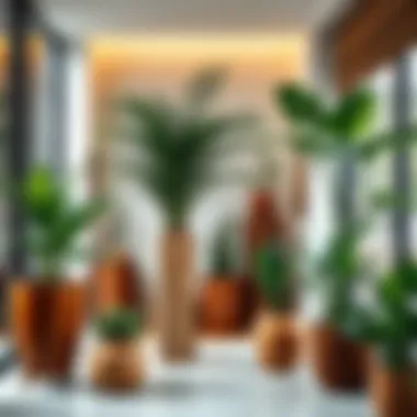 Modern Elegance: Tall Planters in Contemporary Spaces Stylish arrangement of tall planters in a modern interior