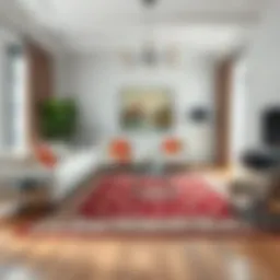Elegant living space adorned with a beautiful rug