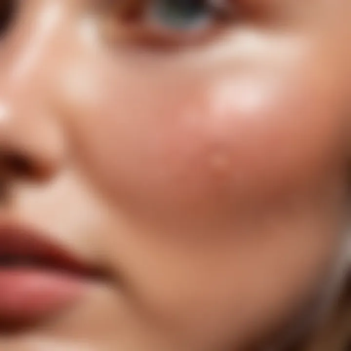 Close-up of hydrated skin glow