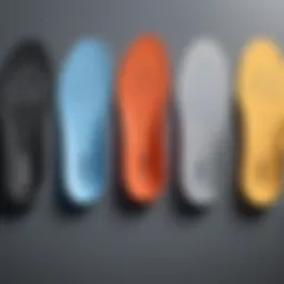 Detailed view of various types of shoe insoles