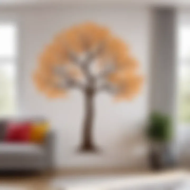 Elegant interior featuring a decorative tree sticker