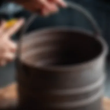 Detailed view of an iron bucket showcasing its structure