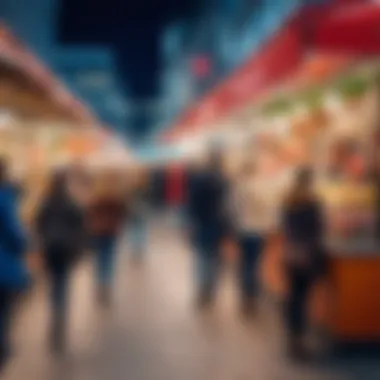 Shoppers exploring various stalls