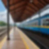 Train station platform showcasing the route from Kanash to Kazan