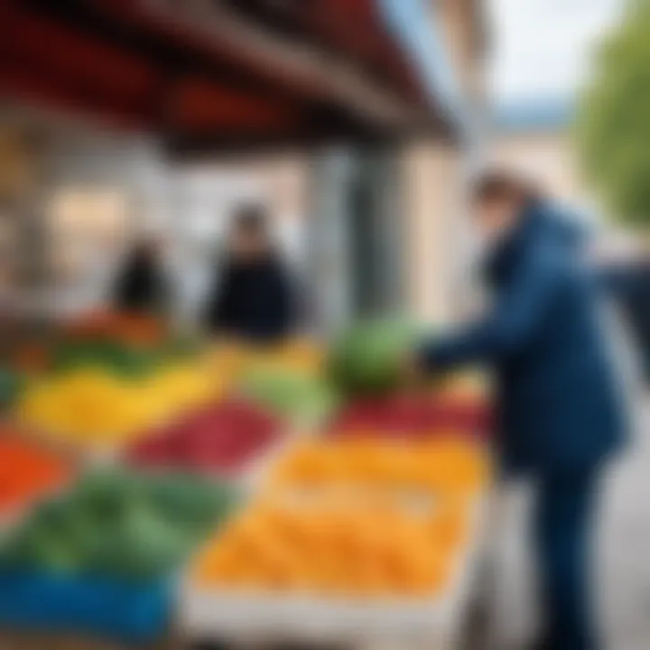 A local market in Kiselevsk, bustling with activity and commerce