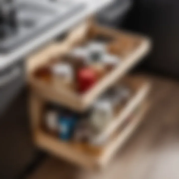 Close-up of a functional organizer on a kitchen door