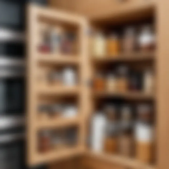 Various types of kitchen door organizers displayed