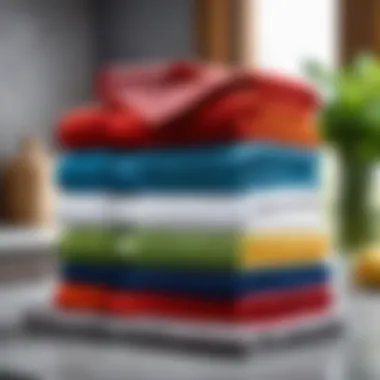 Close-up of premium cotton kitchen towels showcasing fabric quality and absorbency