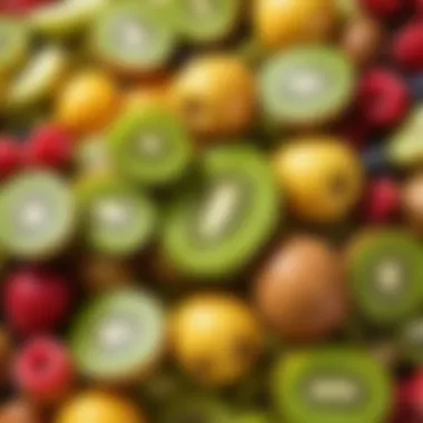 Assorted Fruits Featuring Kiwi Assorted fruits including kiwi in a healthful arrangement