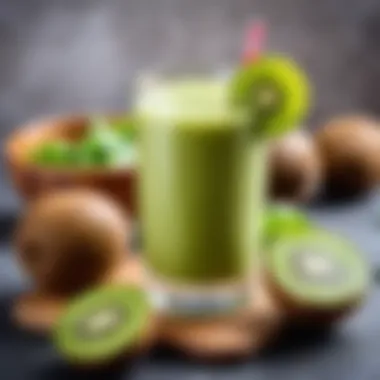 Delicious kiwi-based smoothie in a glass