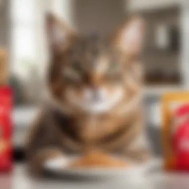 Happy cat enjoying Purina food