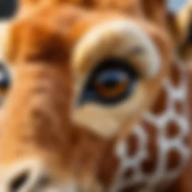 Close-up of the materials used in a soft toy giraffe